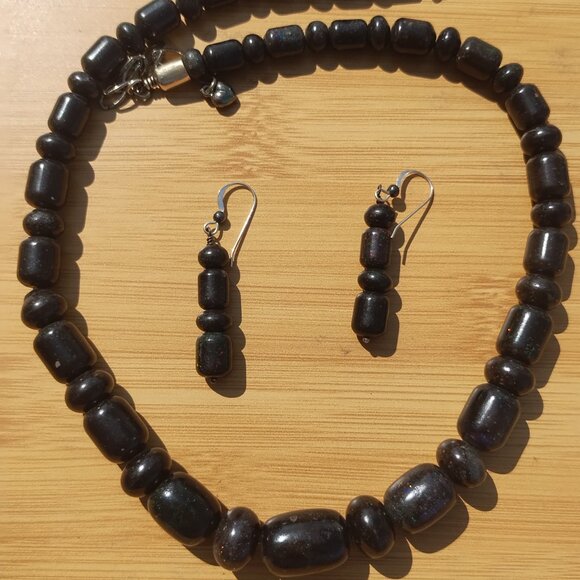 Jay King DTR mine finds Black Opal Necklace and earrings set 925 Sterling Silver - Picture 3 of 16